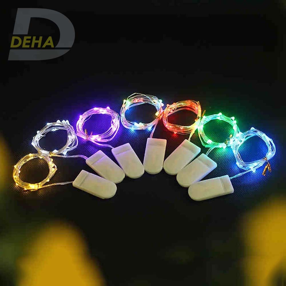 Dây đèn led đom đóm trang trí pin đĩa CR2032 không nháy luôn sáng dây bóng đèn fairy light cao cấp, tinh tế sang trọng decor phòng, du lịch, lều trại công tắc chuyển On/ Off - Chính hãng DEHA