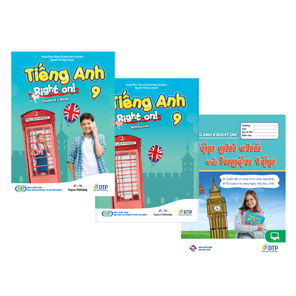 Tiếng Anh 9 Right On! - Trọn bộ (Sách học sinh, Sách bài tập, Notebook)