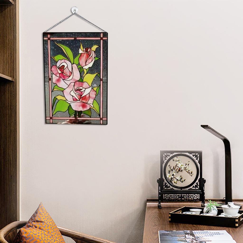 Stained Glass Rectangle Window Panel Suncatcher Wall Decor