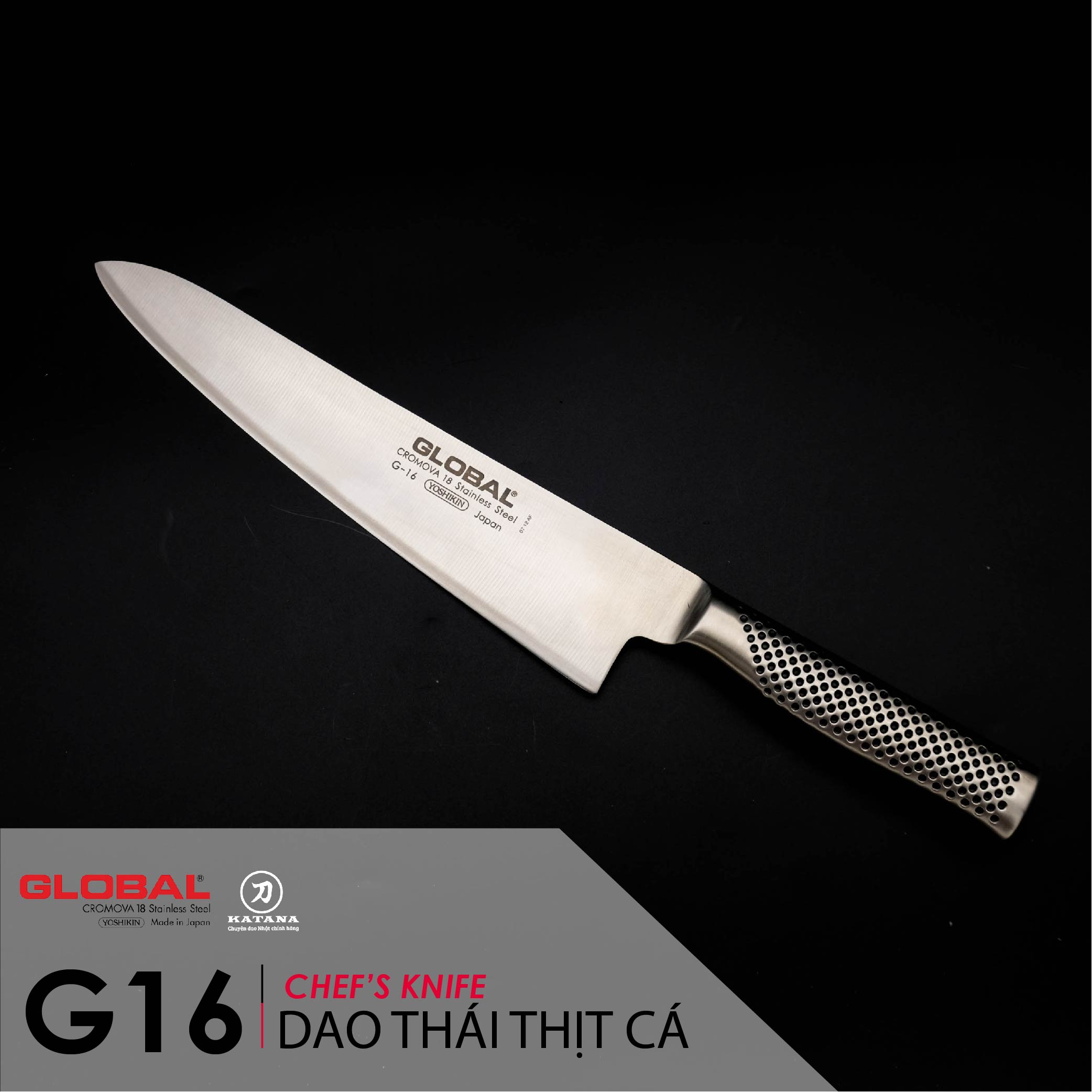 Dao bếp Nhật cao cấp Global G16 Chef - Dao thái thịt cá (240mm)