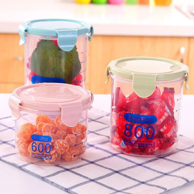 Set 3 Hộp Nhựa Đựng Thực Phẩm, Gia Vị Các Kích Thước Sealpot Chống Tràn Để Tủ Lạnh Có Vạch Chia Định Mức