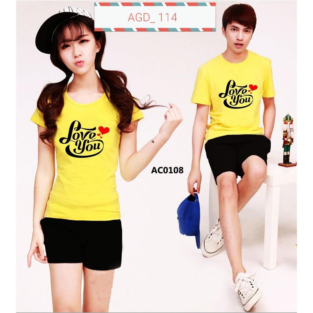 Áo thun phối chữ LOVE YOU - MÃ AGD 114