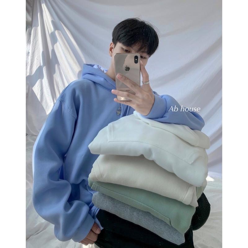 Hoodie trơn basic unisex, Áo mũ Hoodie Unisex nỉ bông trơn basic cặp đôi nam nữ Oversize Ulzzang Hàn Quốc thu đông form rộng 5 MÀU, Áo khoác Hoodie chui đầu nam nữ màu trơn form basic giá rẻ, áo khoác nam có mũ chùm đầu