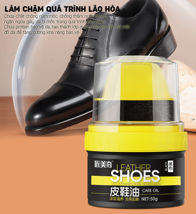 (50g) Xi Đánh Bóng Giày Da, Ghế Sofa, Áo Khoác Da, Túi Xách Và Các Loại Đồ Da Cao Cấp LEATHER SHOES - Hàng Nhập Khẩu