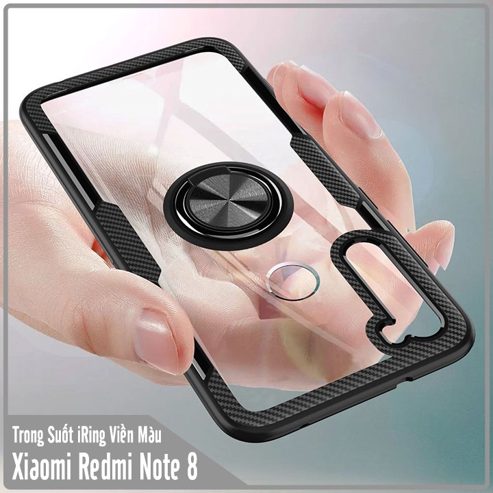 Ốp lưng cho Xiaomi Redmi Note 8 Trong Suốt Chống Sốc iRing Viền Màu