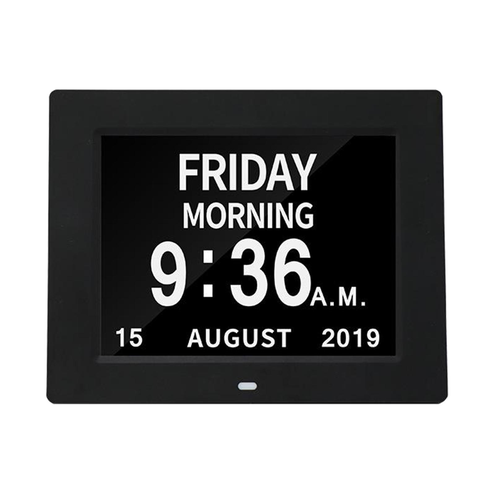 8" Digital Calendar Day Clock Large Letter Elderly  Clocks