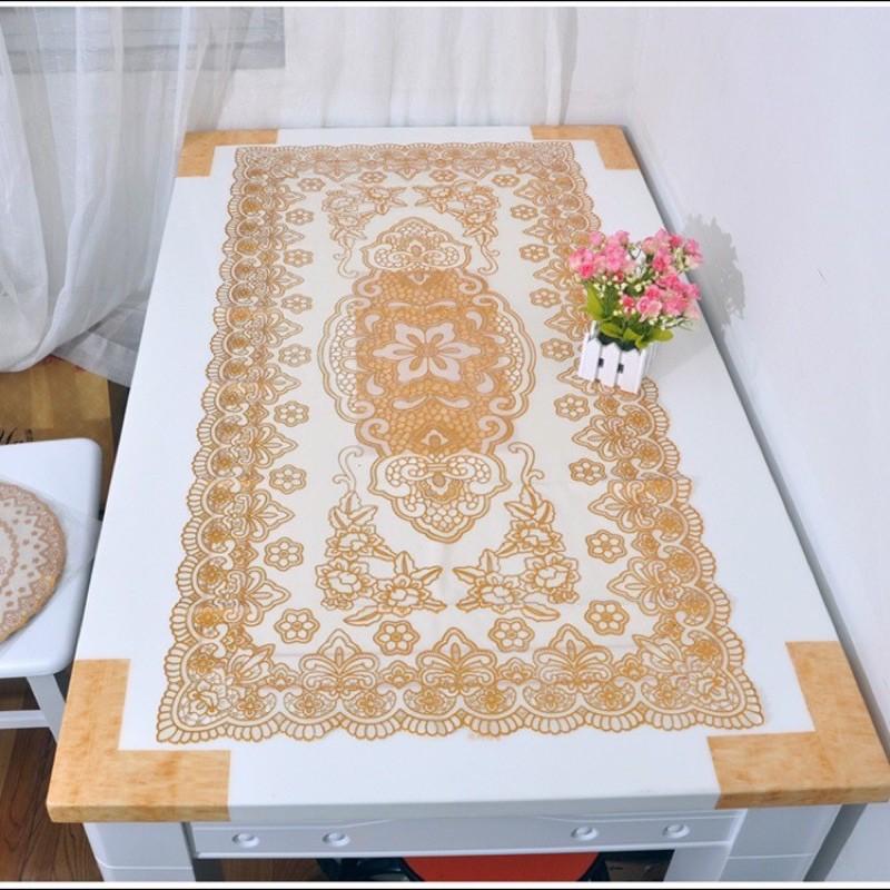 Khăn trải bàn HỌA TIẾT RẬP NỔI HOÀNG GIA SANG TRỌNG