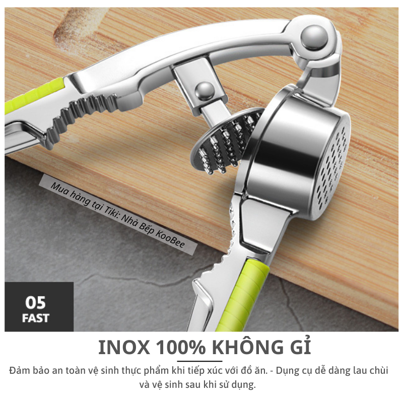 Dụng cụ ép tỏi, kẹp hạt cứng cầm tay cao cấp INOX 100% chắc chắn bền đẹp