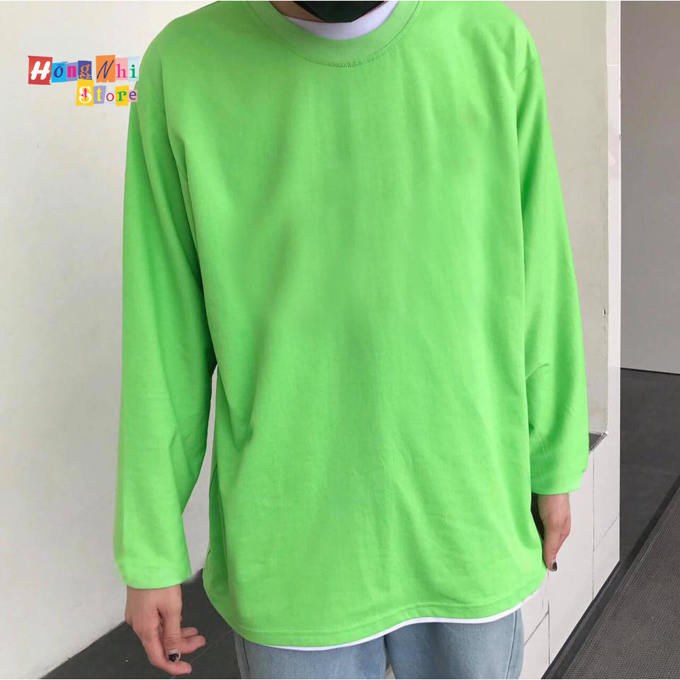 Áo Thun Tay Dài Trơn Oversize 75kg Trở Lại Trơn Dáng Rộng Xanh Lá - MM