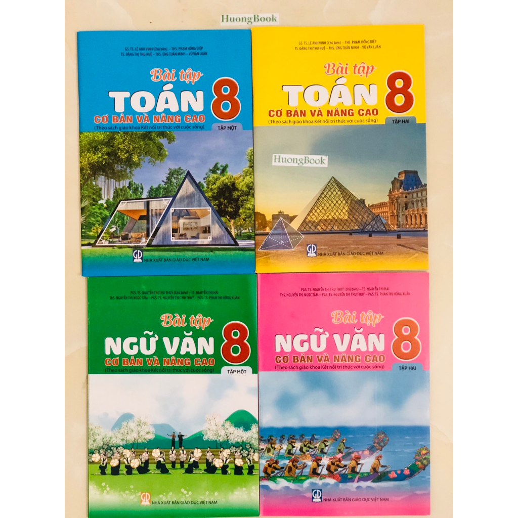 Sách - Combo 4 cuốn Bài tập Toán + tiếng việt 8 cơ bản và nâng cao - tập 1 + 2