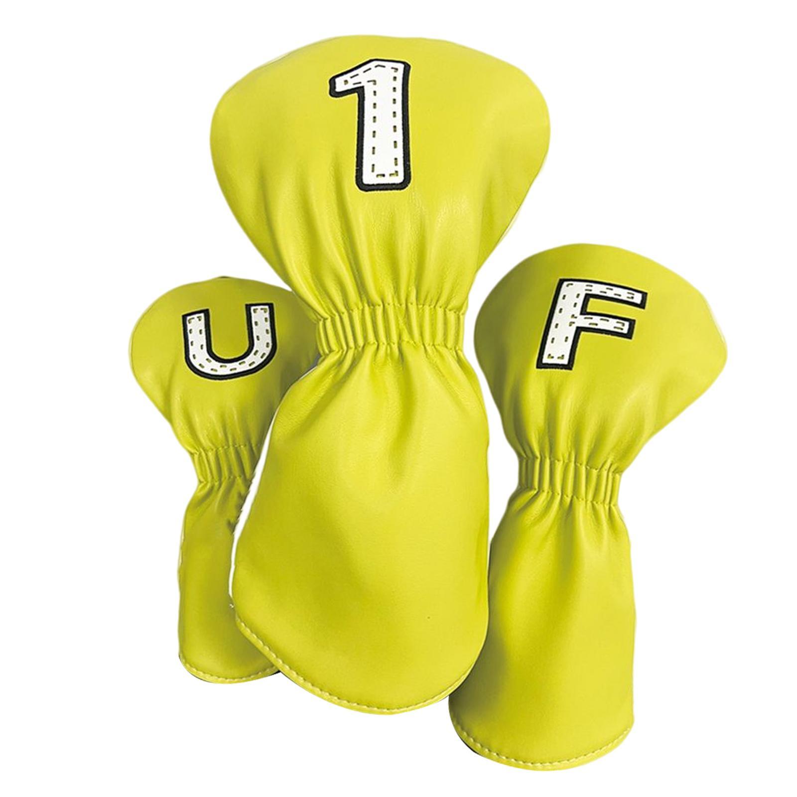 3Pcs PU Wood Golf Head Covers Men Women Universal Golf Club Head Covers