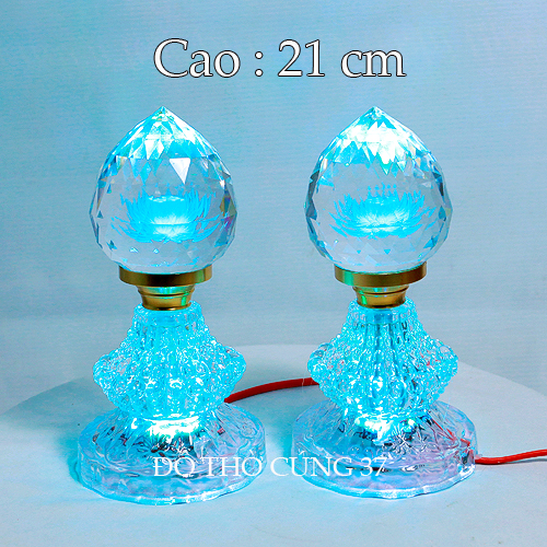 ( Cao 21 cm ) Căp Đèn Thờ Pha Lê Trái Đào