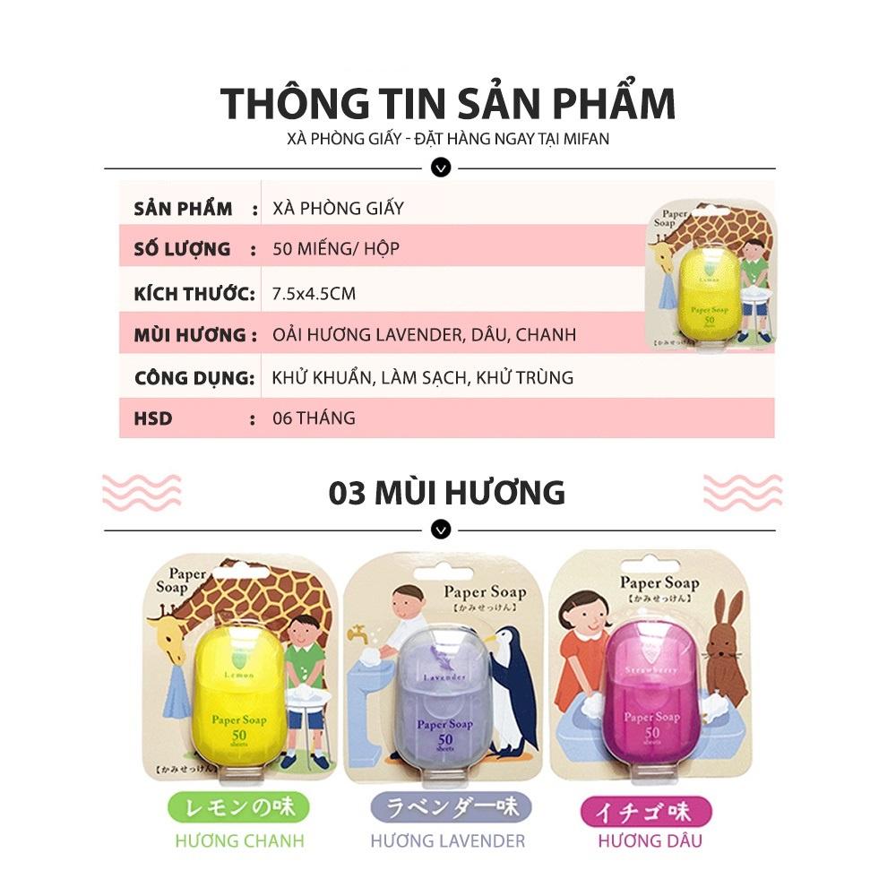 Xà Phòng Giấy Nhật Bản - Hộp 50 Miếng - Rửa Tay, Bỏ Túi Mang Đi Du Lịch, Công Tác, Dã Ngoại