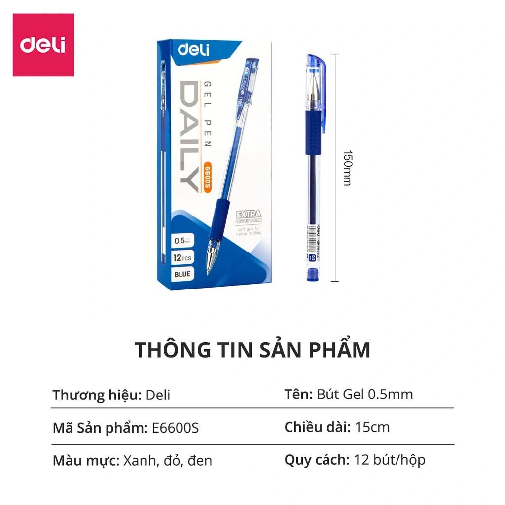 Hộp 12 Bút nước Deli E6600S nét 0.5mm (Tặng kèm 2 bút gel)