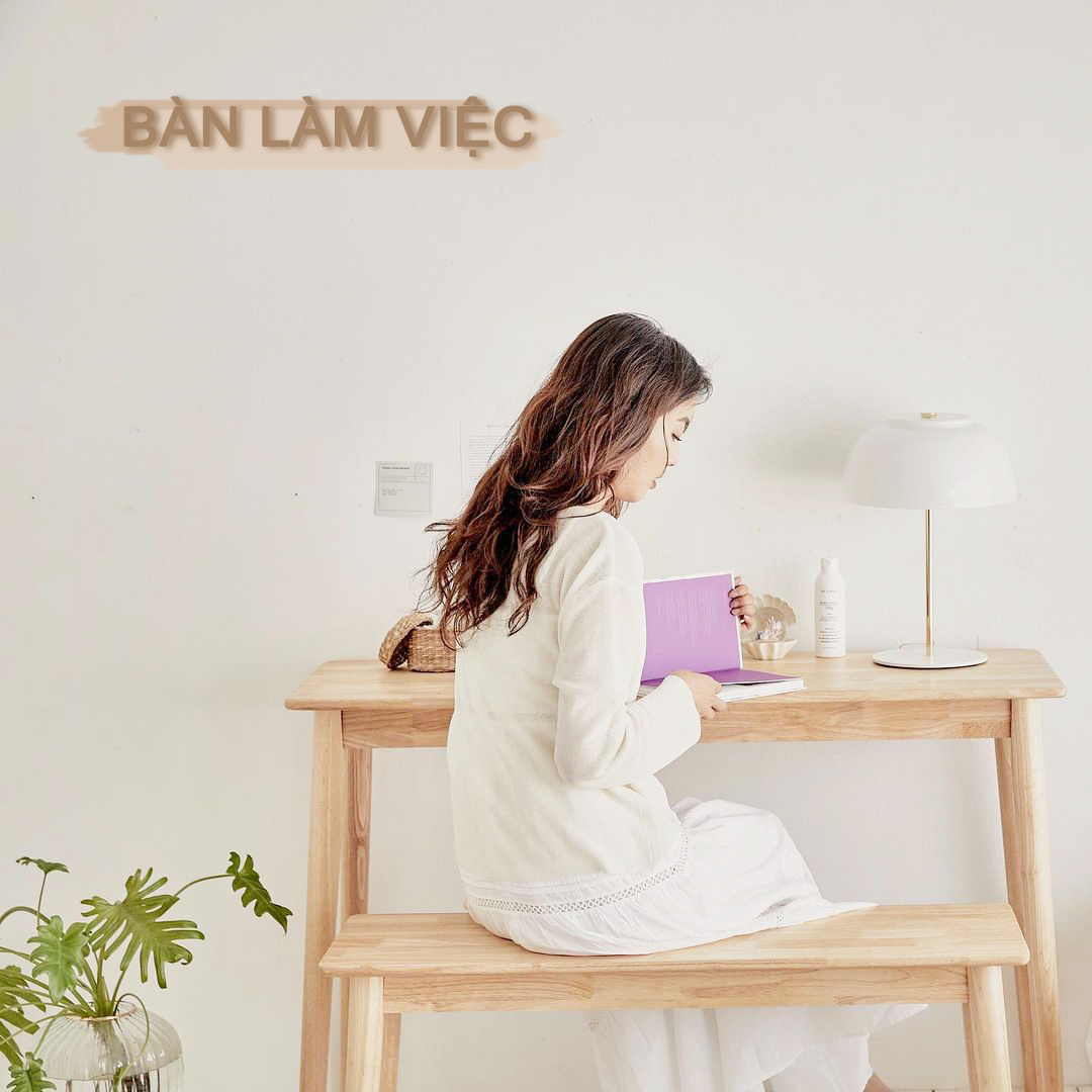 BÀN LÀM VIỆC GỖ ĐA NĂNG PHONG CÁCH HÀN QUỐC - LONG TABLE CÓ VẠC