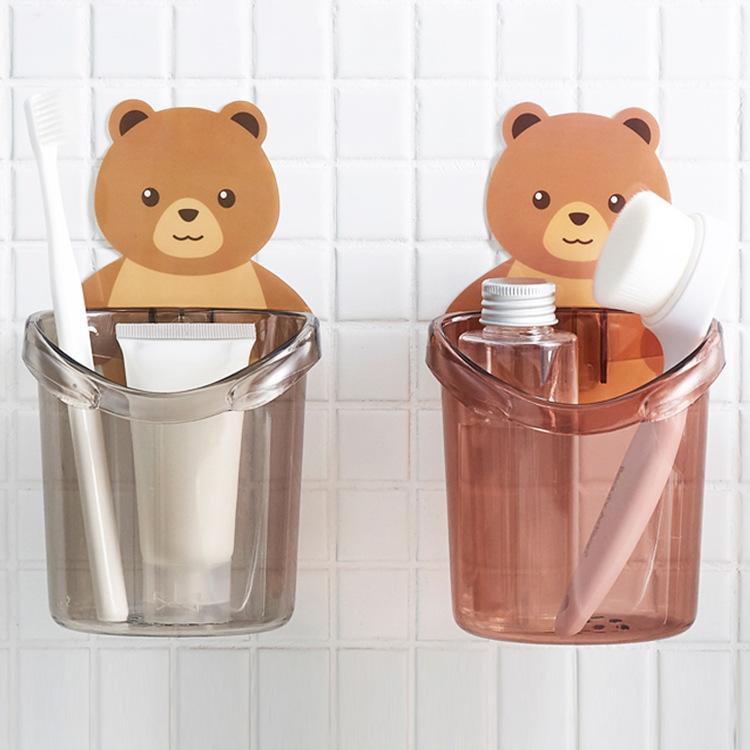Ly cốc đựng bàn chải kem đánh răng dán tường hình gấu