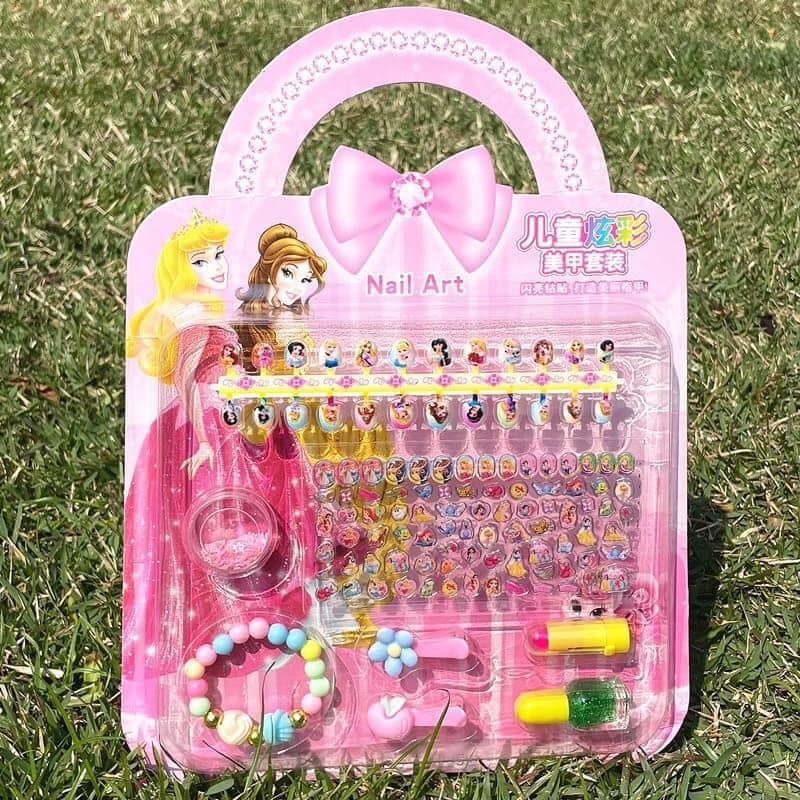 Vỉ đồ chơi trang điểm làm móng thật làm nails sticker 3D nổi dán móng tay cho bé gái hình Elsa - công chúa Disney - Ariel - Sofia - Ngựa Pony - Kitty - babie - Gia Dụng An Tâm