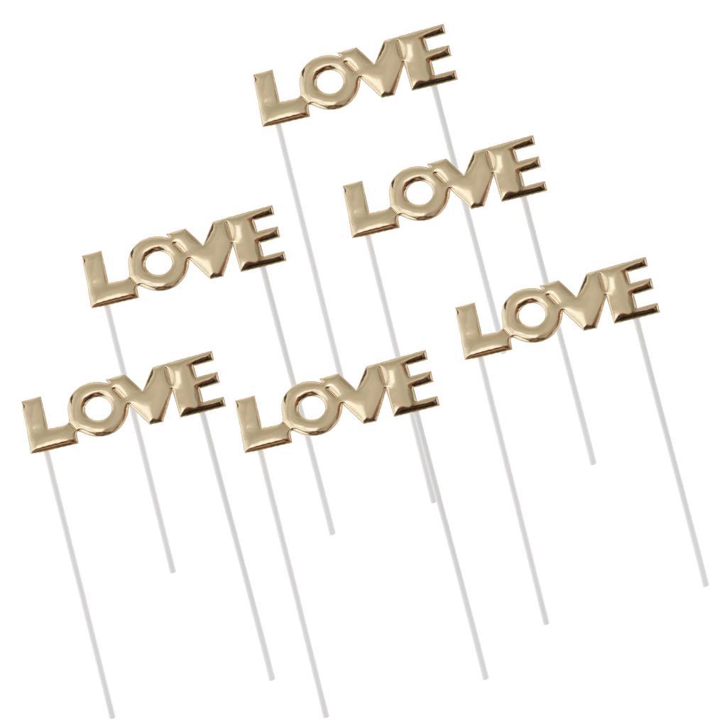 6 Pieces Love Letter Cake Topper Cake Banner Wedding Party Cake Centerpieces