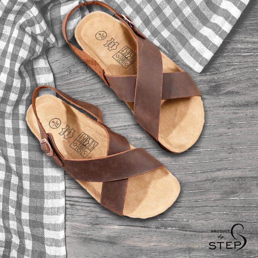 Giày đế trấu Unisex Da Quai chéo