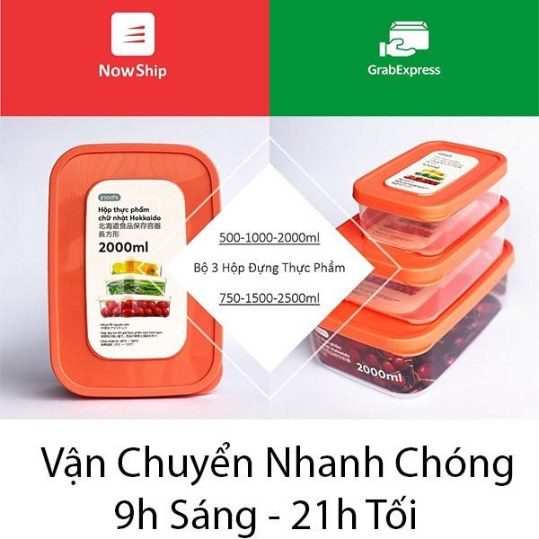 Hộp Đựng Thực Phẩm Chữ Nhật Bộ 3 Size Lớn 750 - 1500 - 2500ml Đựng, Dữ Trữ Đồ Ăn Tủ Lạnh