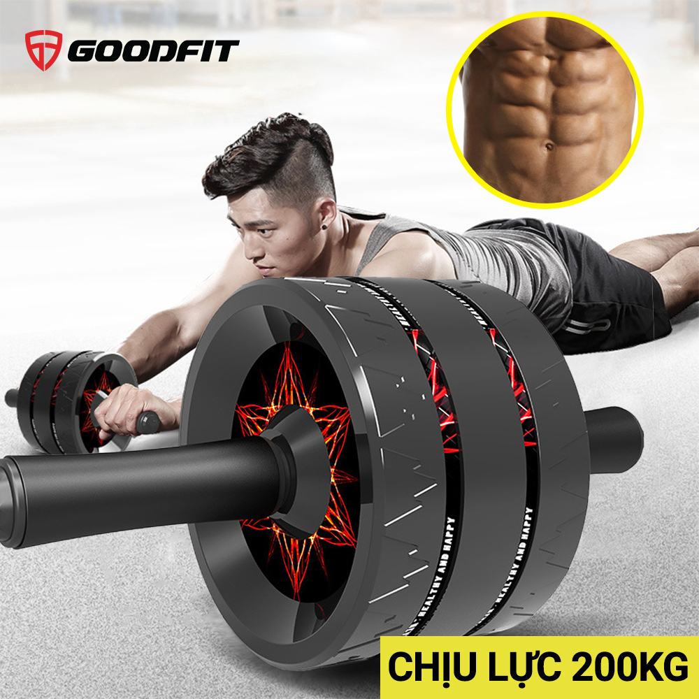 Con lăn tập bụng, con lăn tập cơ bụng 3 bánh GoodFit chống trượt, chịu tải 200kg tập luyện tại nhà Goodfit GF603AB