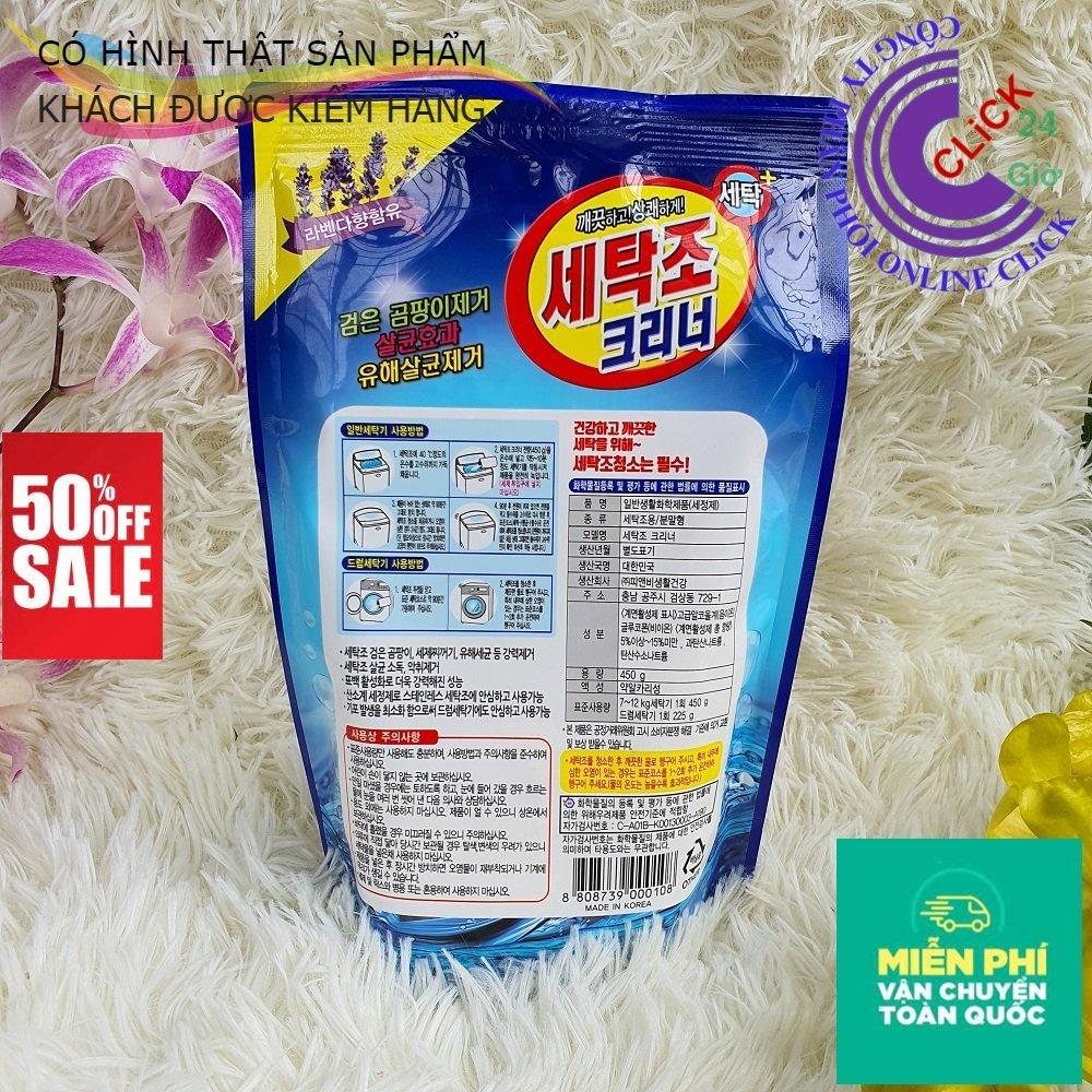 Combo 5 Gói Bột Tẩy Lồng Máy Giặt Hàn Quốc Siêu Sạch, Gói 450g - Phù Hợp Máy Lồng Ngang, Lồng Đứng