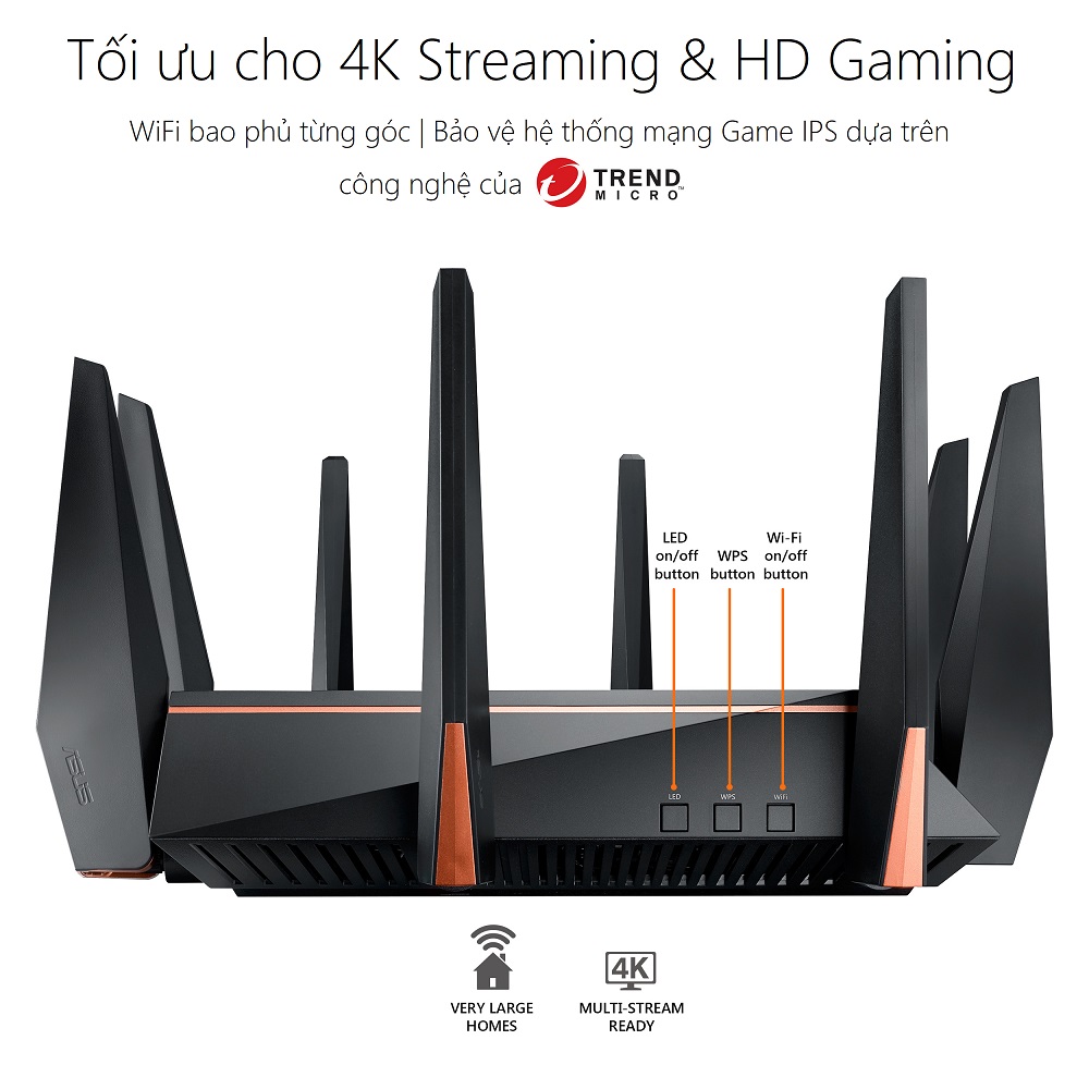 Router Wifi 8 Ăng-Ten 3 Băng Tần Chuẩn Asus GT-AC5300 AC-5300 (2167Mbps) - Hàng Chính Hãng