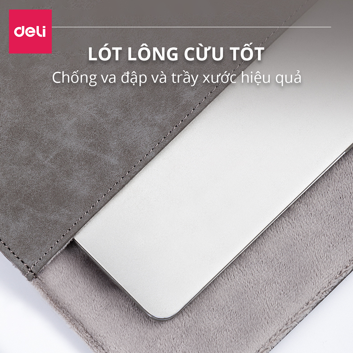 Túi Đựng Chống Sốc Laptop 13 Inch Da PU Deli - Kê Làm Lót Chuột Bền Đẹp Chống Nước Chống Xước Máy Tính - 63766