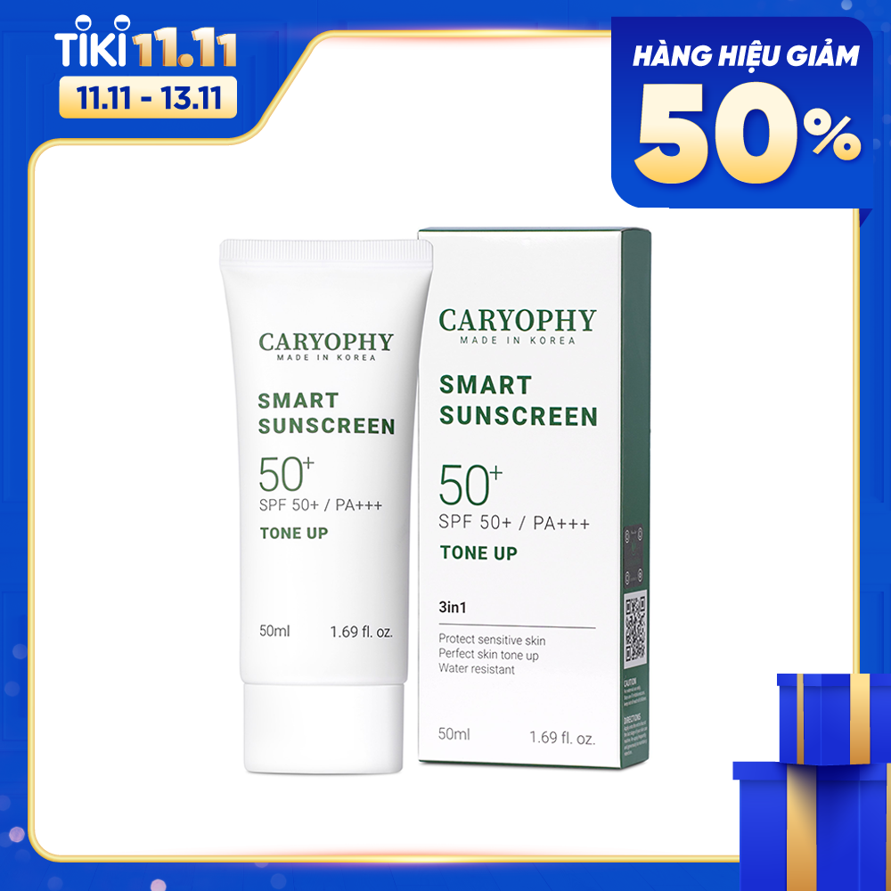 Kem Chống Nắng Nâng Tone Ngừa Mụn Caryophy Smart Sunscreen SPF 50 Tone Up 50ml