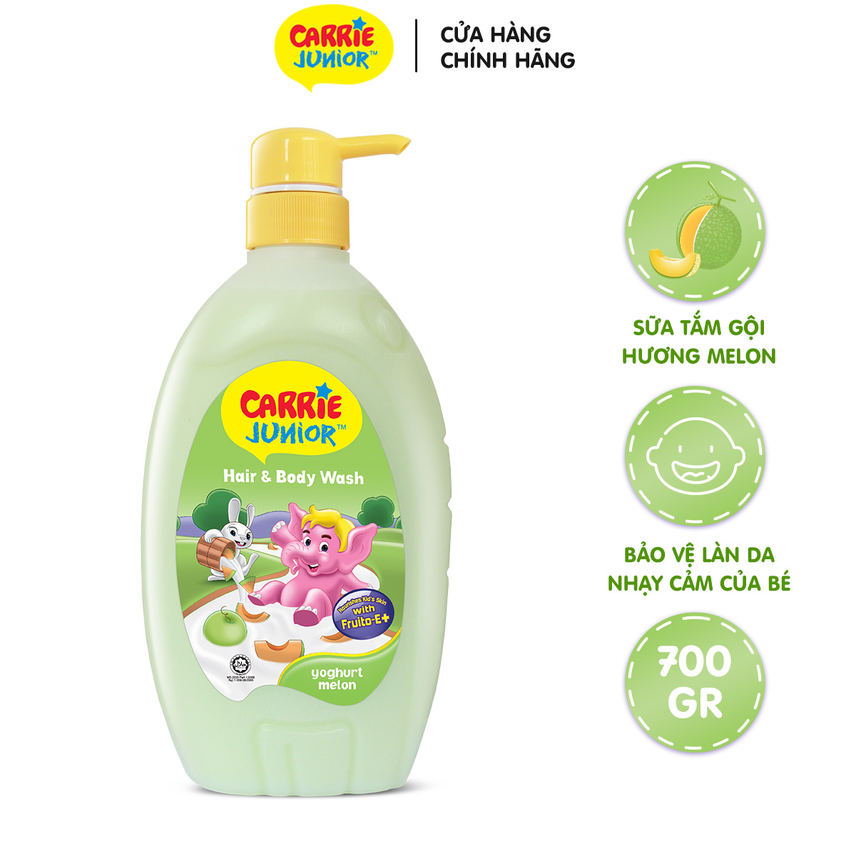 Sữa Tắm Gội Cho Bé Carrie Junior Yoghurt Hương Melon 700g