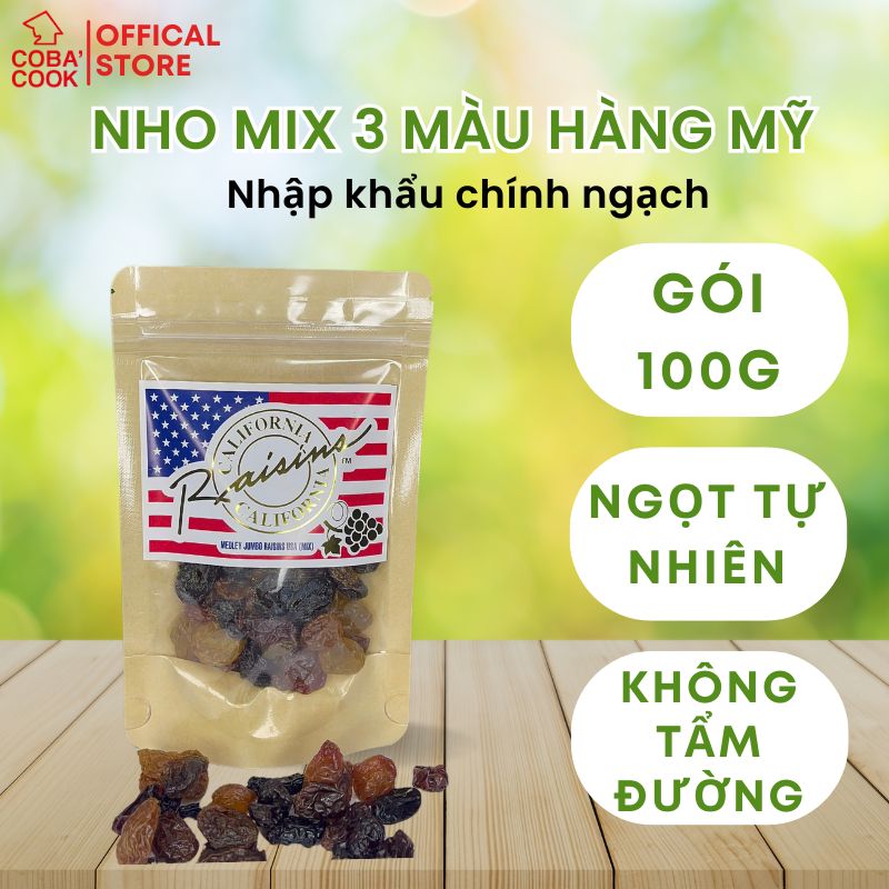 Nho Khô Không Đường 3 Màu Hàng Mỹ Ngọt Tự Nhiên