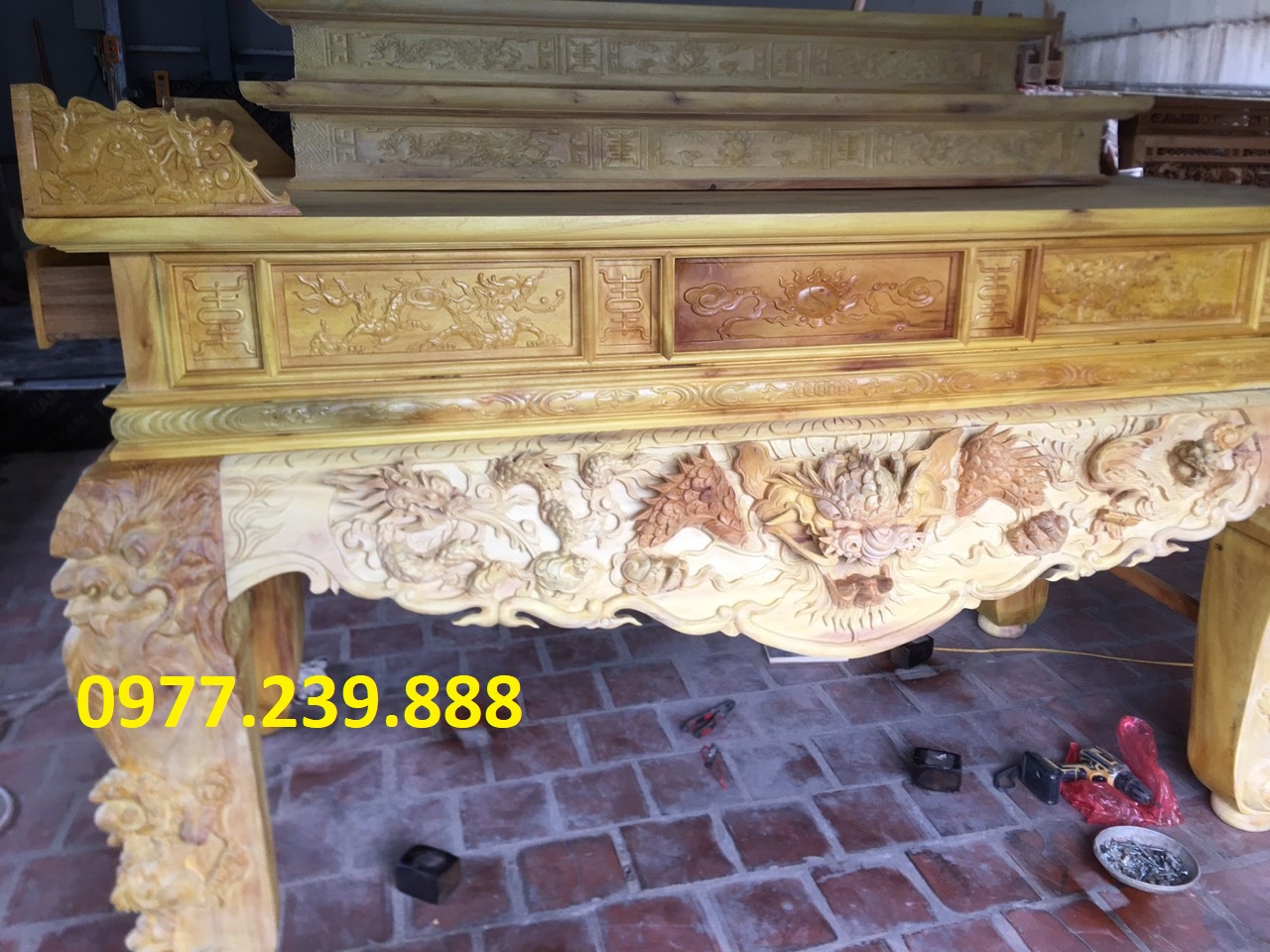 Sập thờ gỗ mít ta chân 22cm