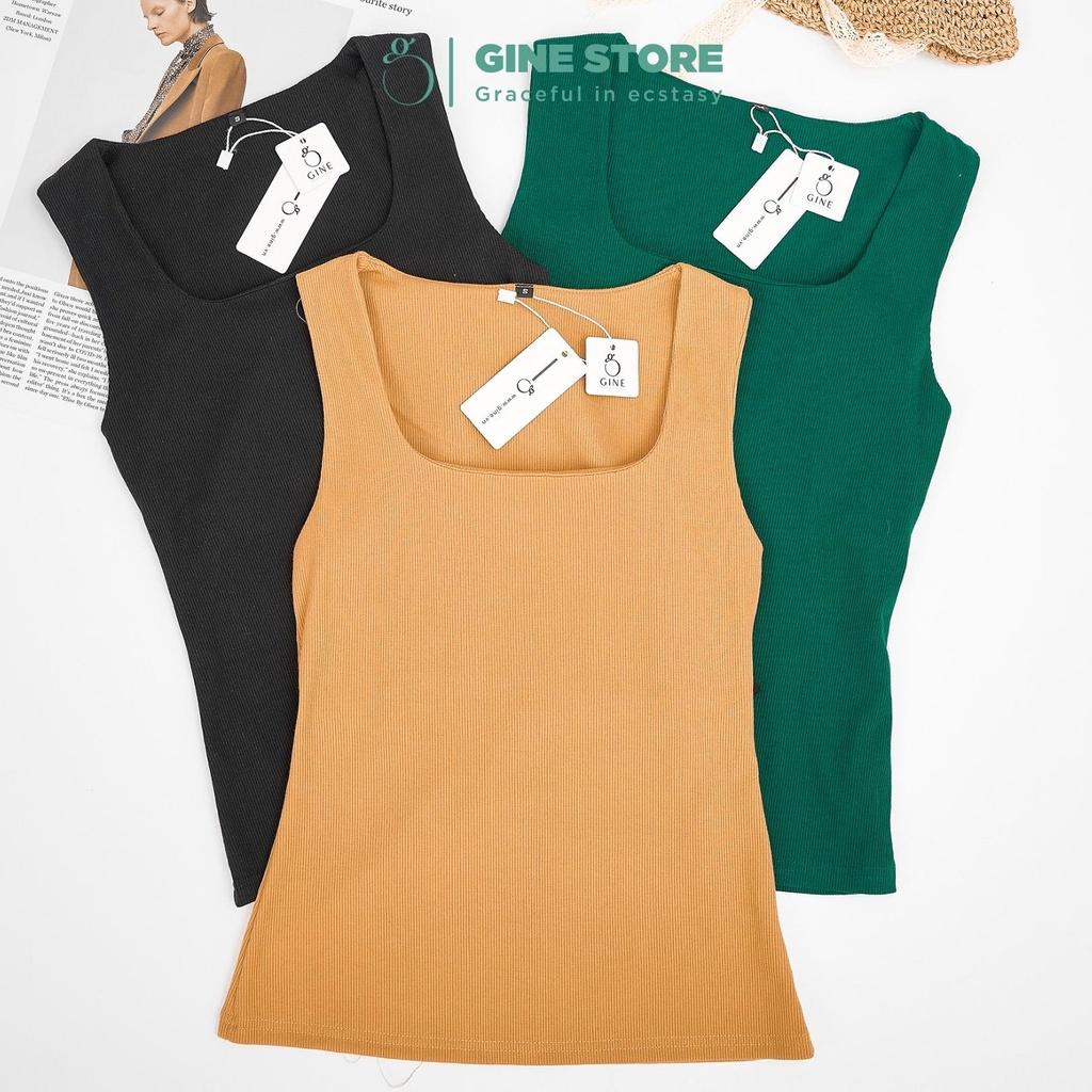 Áo cổ vuông nữ hai dây, dáng dài DERCE - Áo sát nách chất thun gân co giãn, form thoải mái giấu bụng GINE STORE