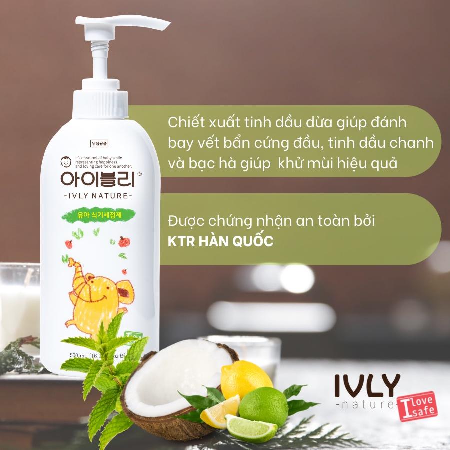 Combo 2 nước rửa bình sữa dạng gel IVLY NATURE hữu cơ an toàn cho bé dung tích 500ml ivly0022