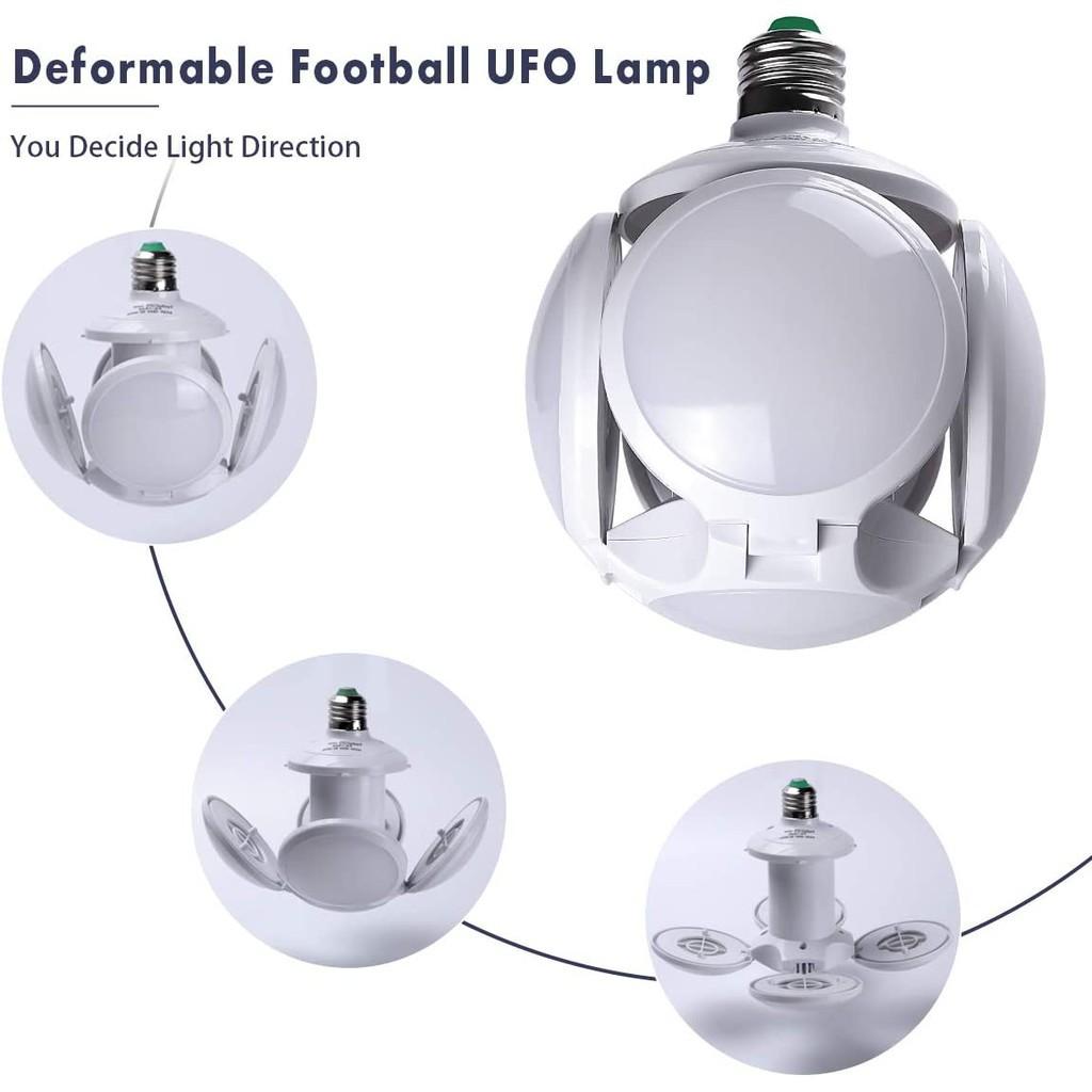 Đèn Led Năng Lượng Mặt Trời Tích Điện 40W, Đèn 4 Cánh Đuôi E27 Football UFO Lamp 4 Chế Độ Sáng