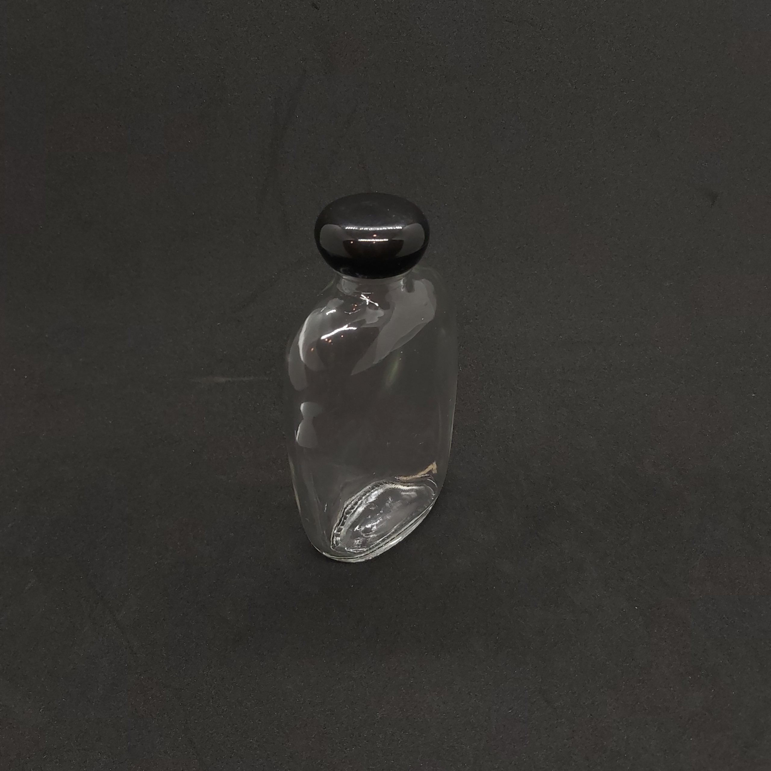 Chai thủy tinh 100ML BẦU DỤC - DẸT nắp nhựa đen tròn - Vỏ Chai 100ML, bình thủy tinh trong suốt