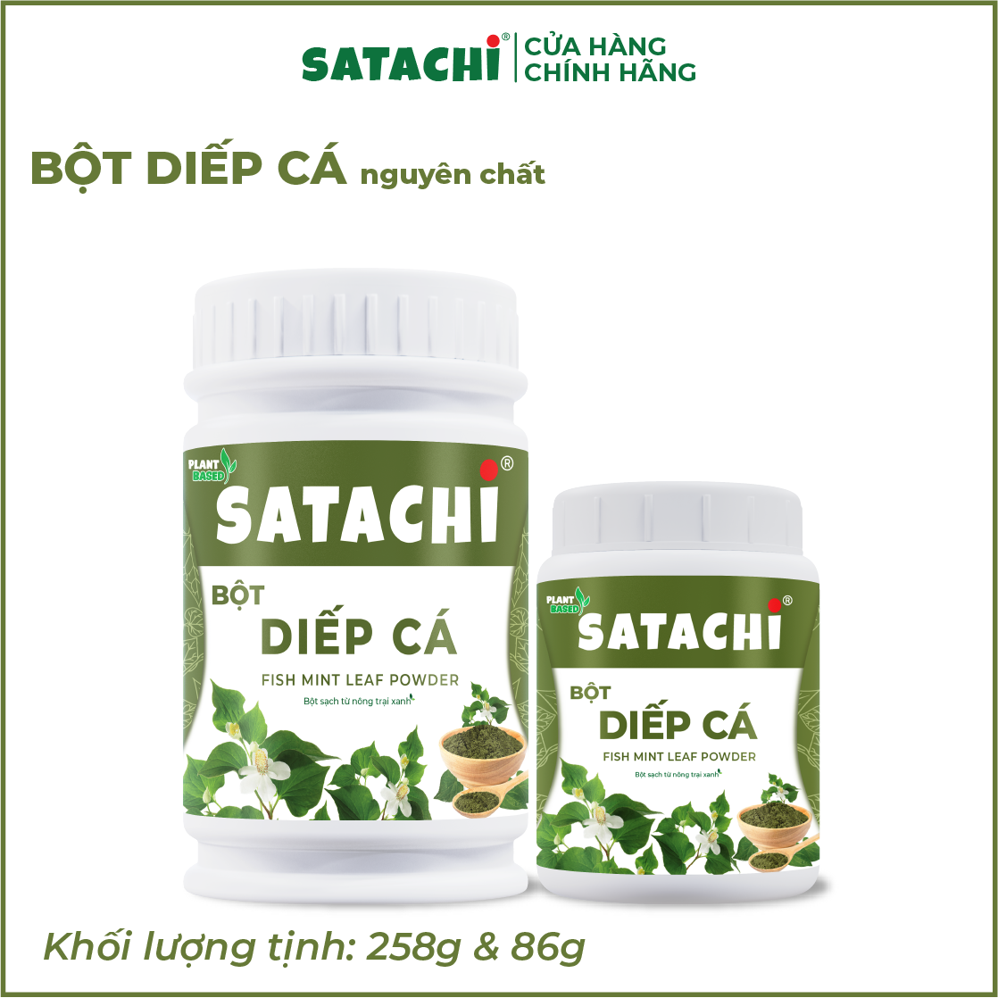 Bột Diếp Cá SATACHI nguyên chất. Thanh lọc cơ thể, người bị trĩ và táo bón sử dụng hiệu quả, làm mặt nạ dưỡng da, trị mụn. Hộp 86g