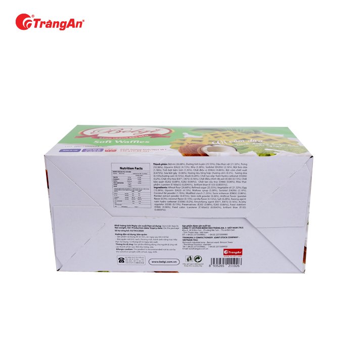 Thùng 12 Hộp Bánh Belgi Trứng Sữa Mềm Vị Cốm Dừa 322g