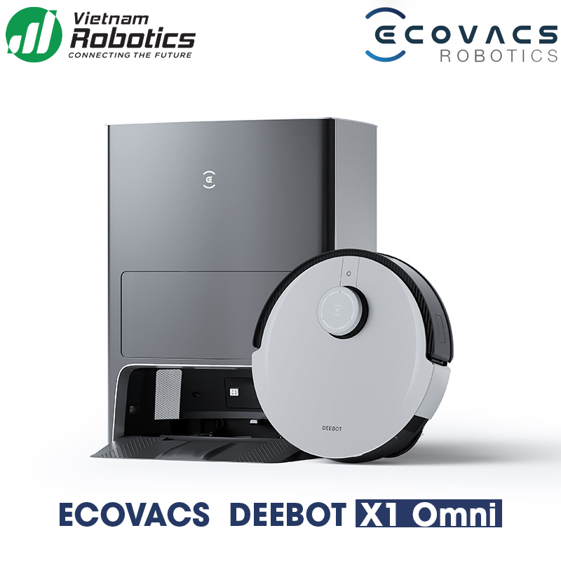 Robot Hút Bụi Lau Nhà Tự Đổ Rác Và Giặt Giẻ Ecovacs Deebot X1 Omni Thông Minh Công Suất Hút Lên Tới 5000pa Hệ thống AIVI 3D Thế Hệ 2 Có Sức Mạnh Tính Toán Hơn 8 Tần T8 Aivi, 16 Lần T9 - Hàng Chính Hãng