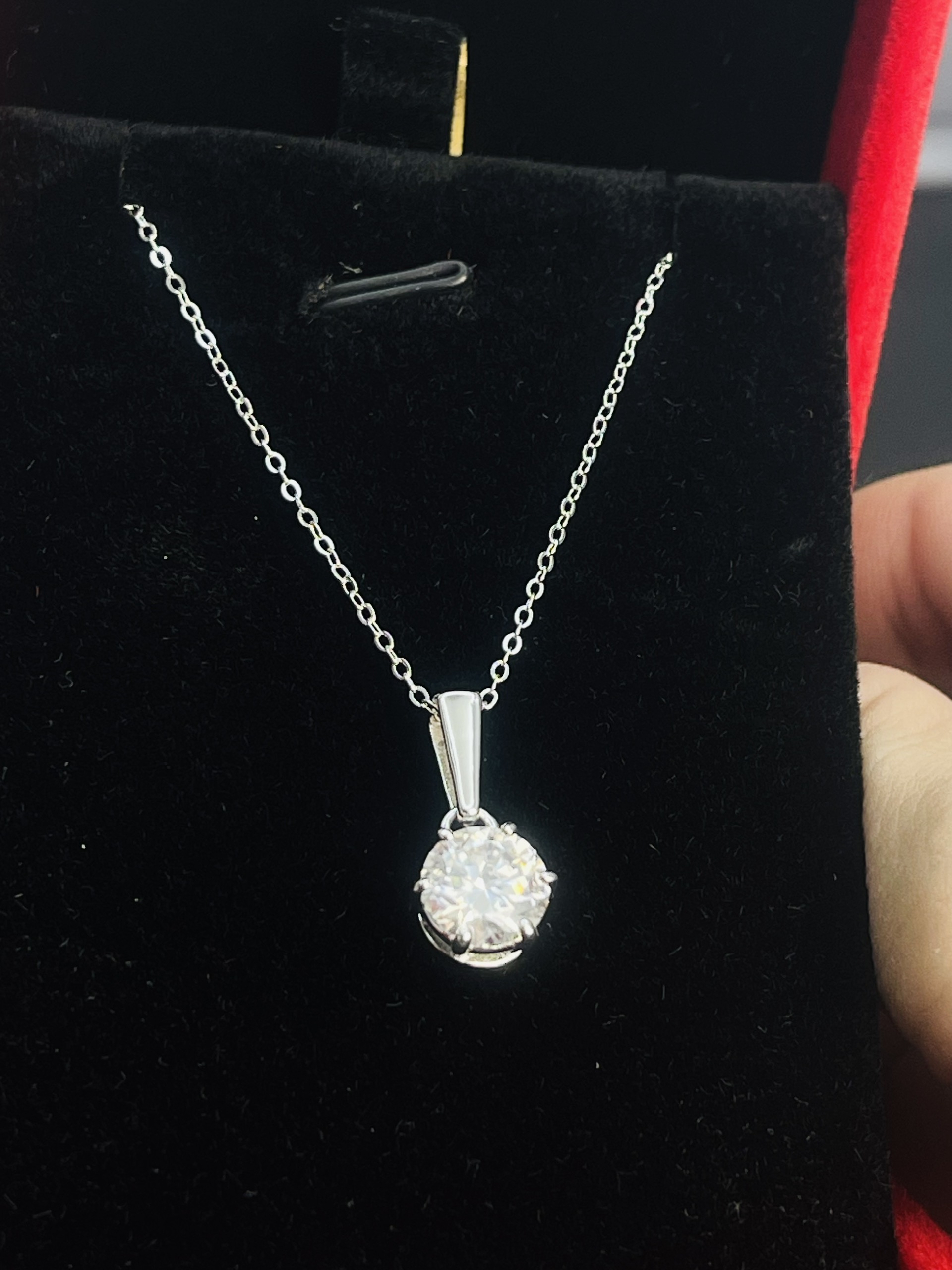 Dây chuyền Moissanite 2ct Kim Cương nhân tạo và Bạc 925 xi Bạch Kim N2928