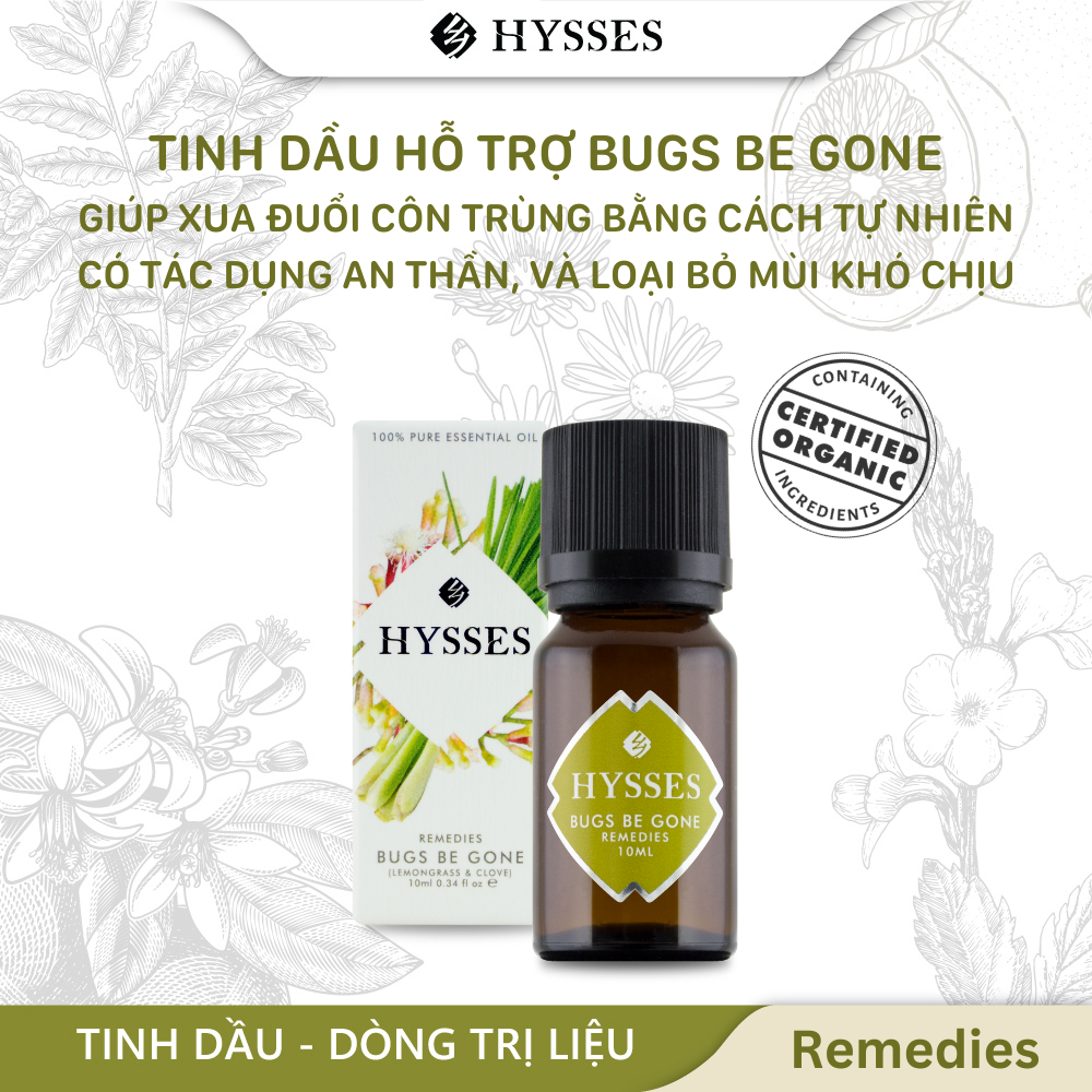 Tinh Dầu Cao Cấp Hysses Remedies Bugs Be Gone Giúp Xua Đuổi Côn Trùng, Hương Dễ Chịu, Giảm Căng Thẳng, Mang Đến Cảm Giác Thư Thái Với Tinh Dầu Tuyết Tùng & Hoắc Hương Hữu Cơ Tự Nhiên