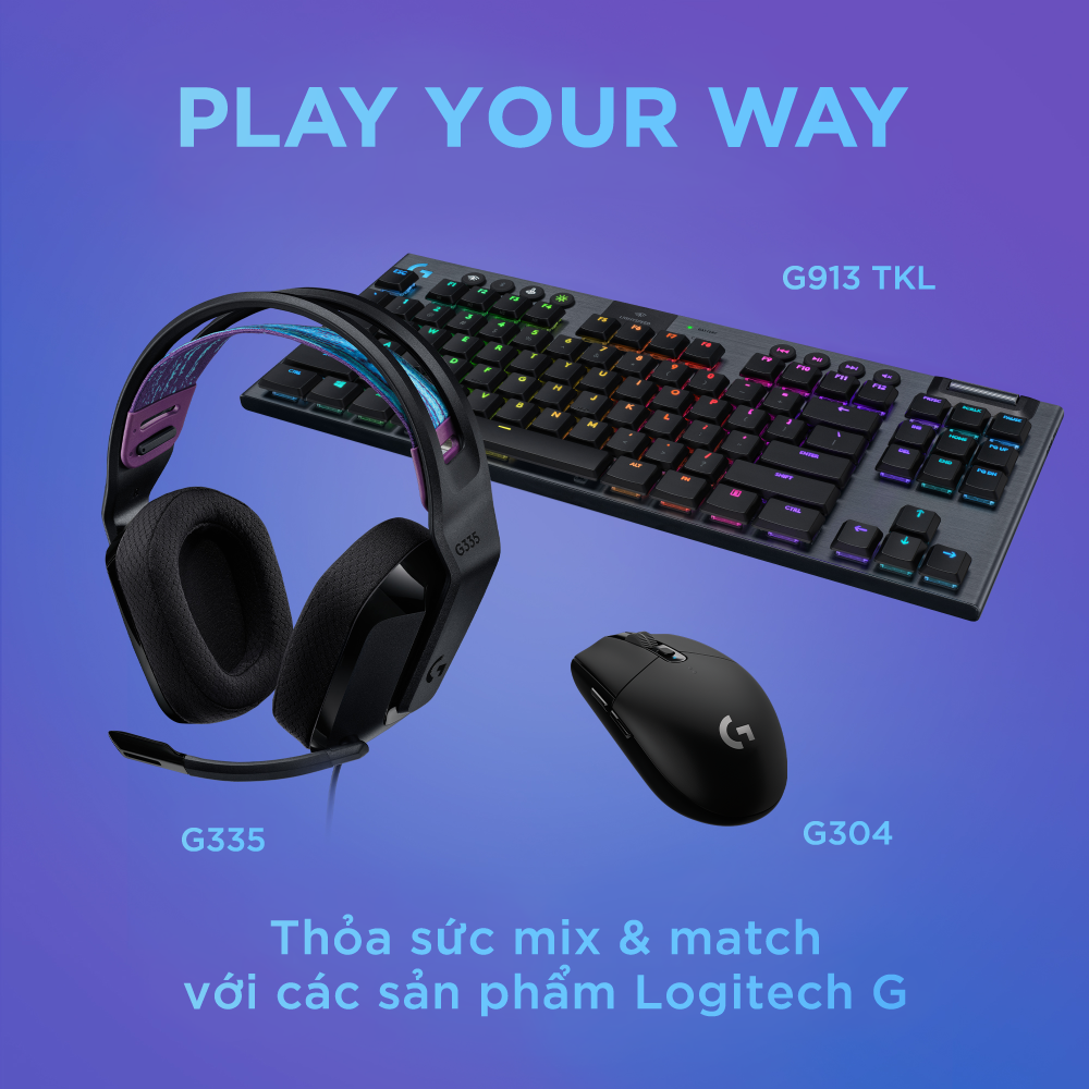 Tai Nghe game có dây Logitech G335 - Mic gập để Mute, Jack 3.5mm, Đệm tai Memory Foam, Nhẹ 240g, Tương thích PC/ PS4 PS5/ Xbox/ Nitendo -Hàng Chính Hãng