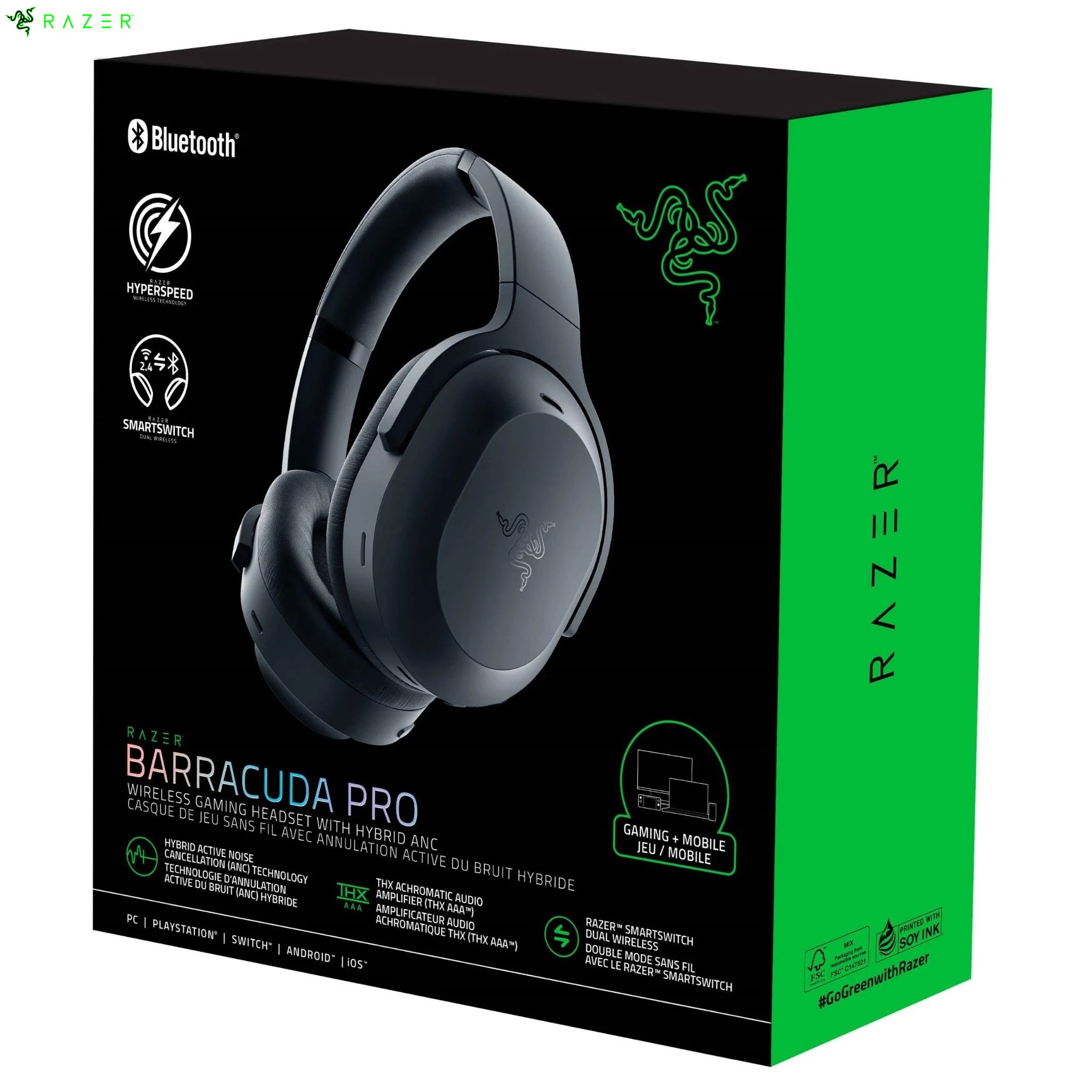 Tai nghe chơi Game không dây Razer Barracuda Pro - Hàng chính hãng