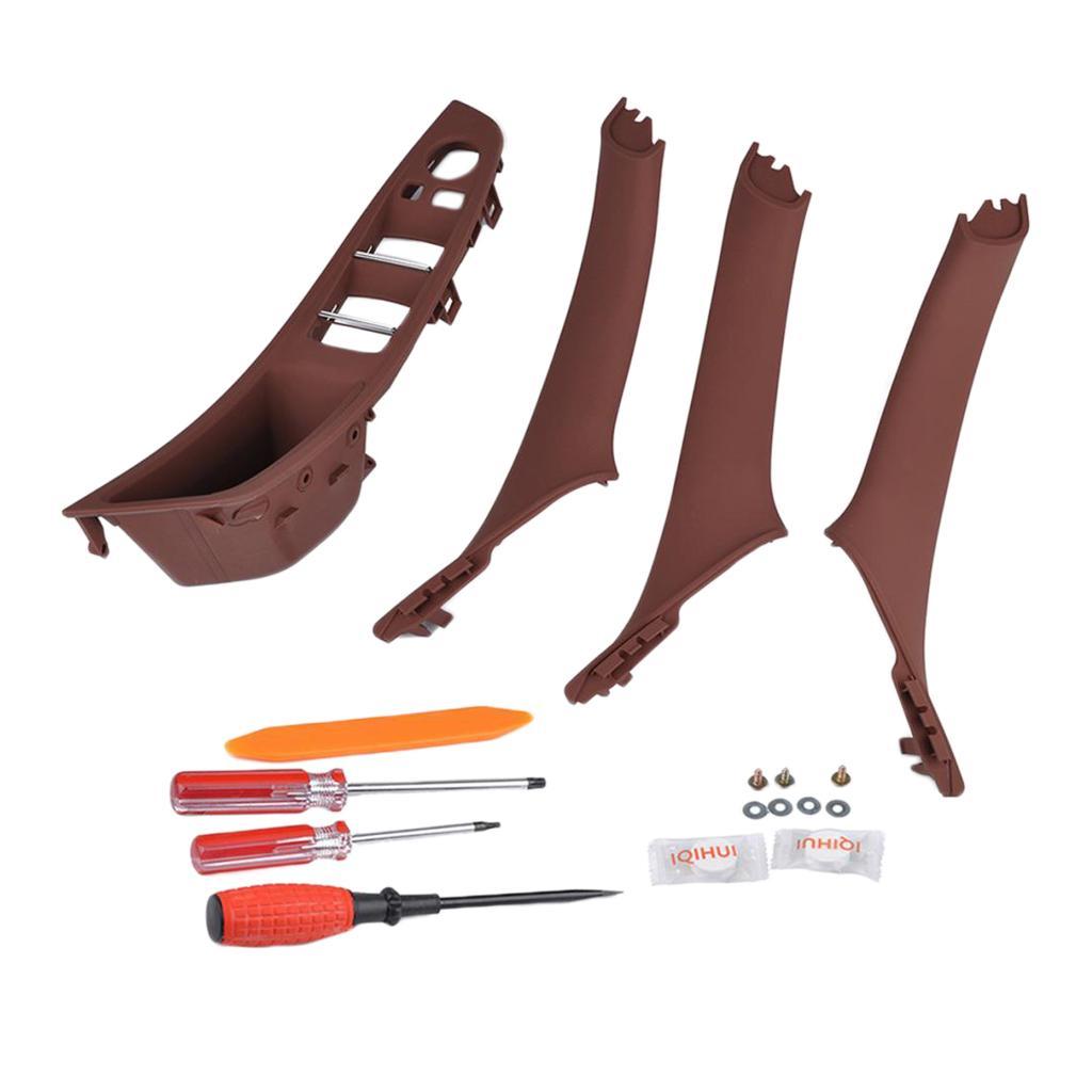 4x Car interior door handle switch button frame for 5 F10,F18,520 Brown