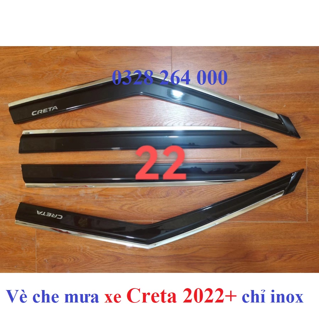 Vè che mưa xe Huyndai Creta 2022- 2023 Hàng chỉ Inox Cao Cấp