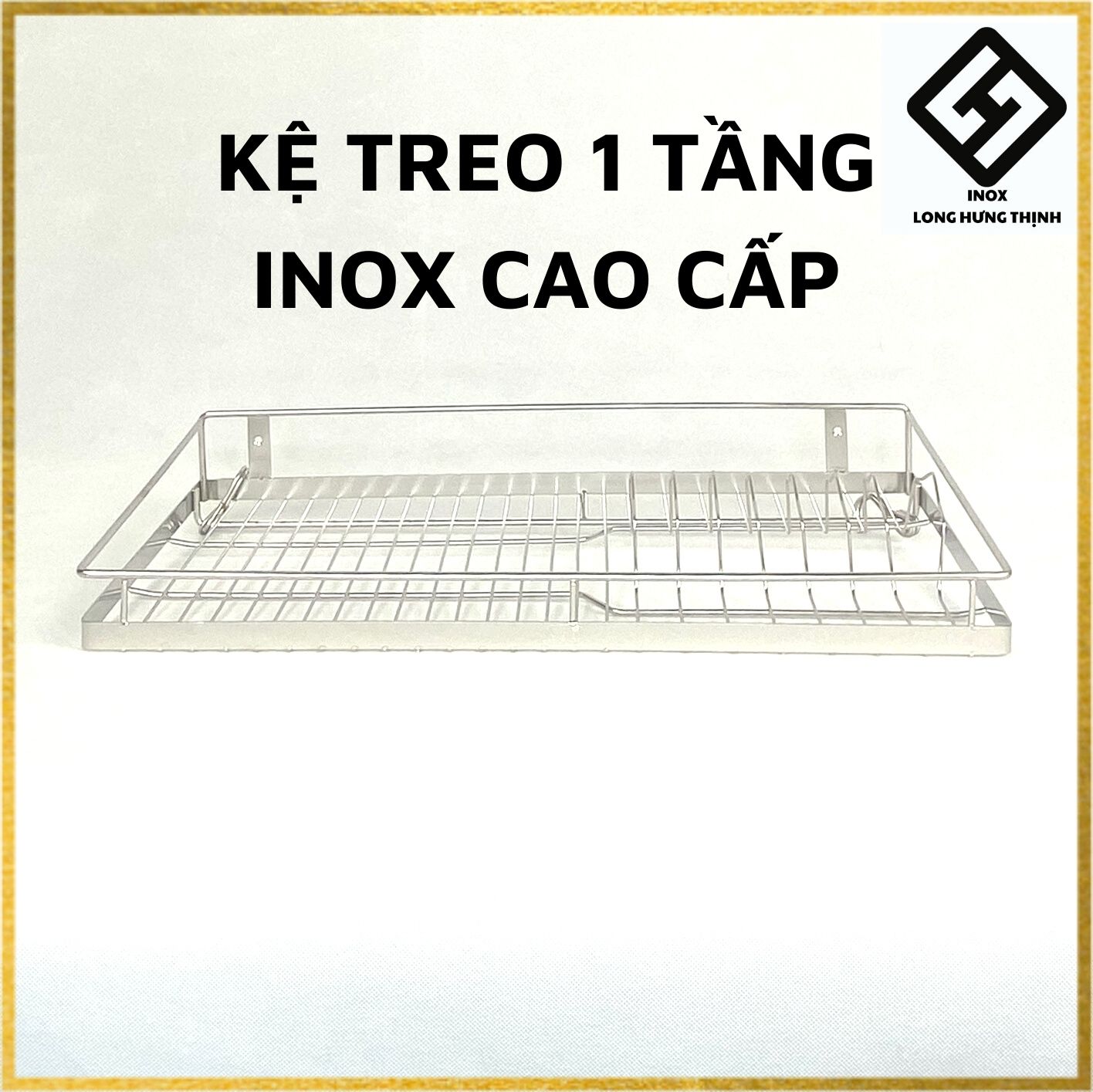 Kệ treo INOX đặc cao cấp 100% (đủ size) có sóng đĩa, kệ treo 1 tầng đựng tô, chén, bát, đĩa, đồ dùng nhà bếp tiện lợi