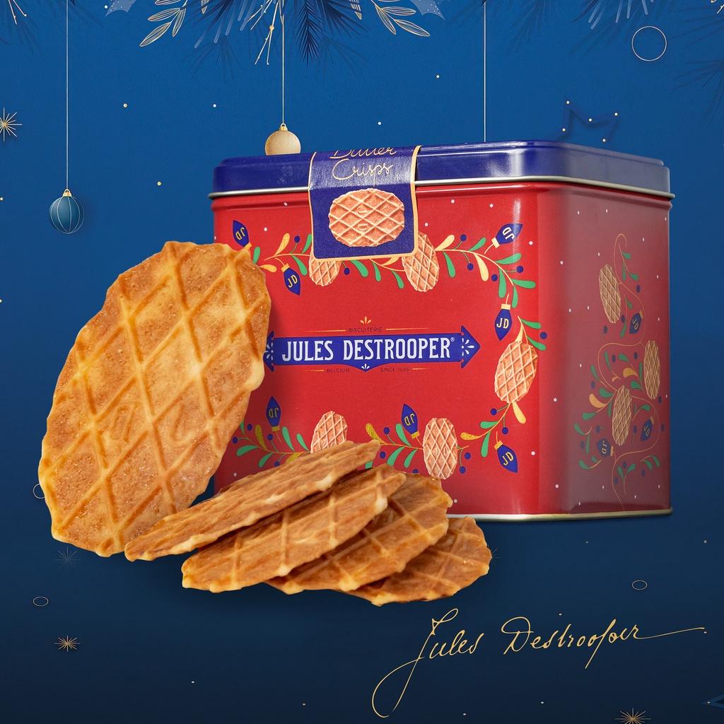 Bánh quy Jules Destrooper Butter Crisps hộp thiếc Retro 233g mẫu hộp đỏ