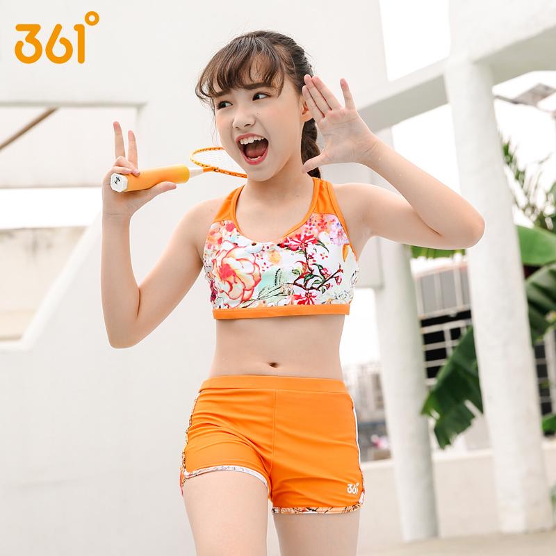 361 Đồ Bơi Teen Nữ Bộ 3 Trẻ Em Hoa 3 Động Bơi Trẻ Em Gái Trẻ Em Đi Biển Chống Nắng Đồ Bơi