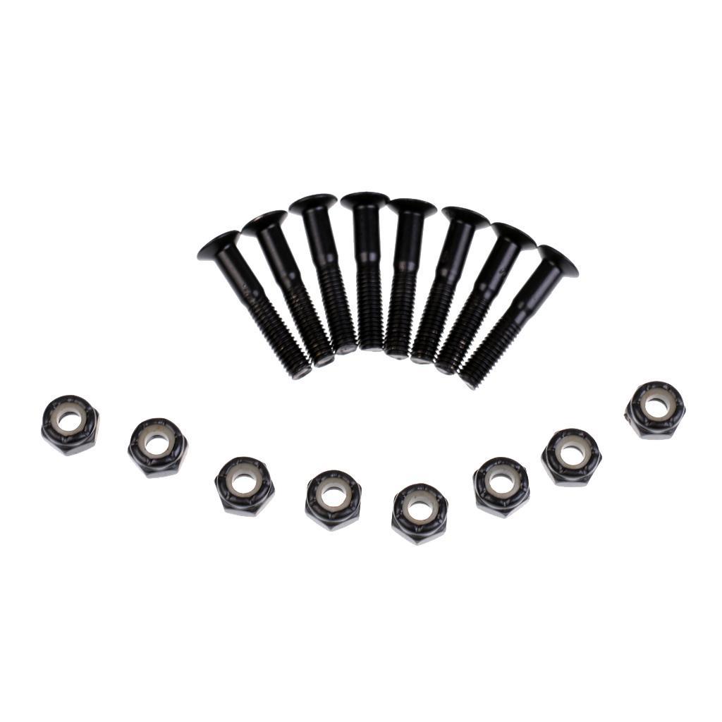 6x8 Pieces/ Set Cruiser Longboard Skateboard Hardware Screws Nuts - Black 28mm