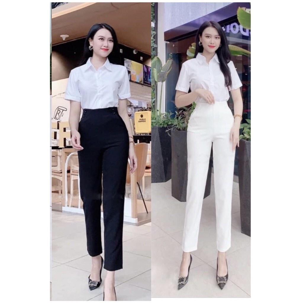 Quần nữ chất vải tuyết mưa công sở cạp cao